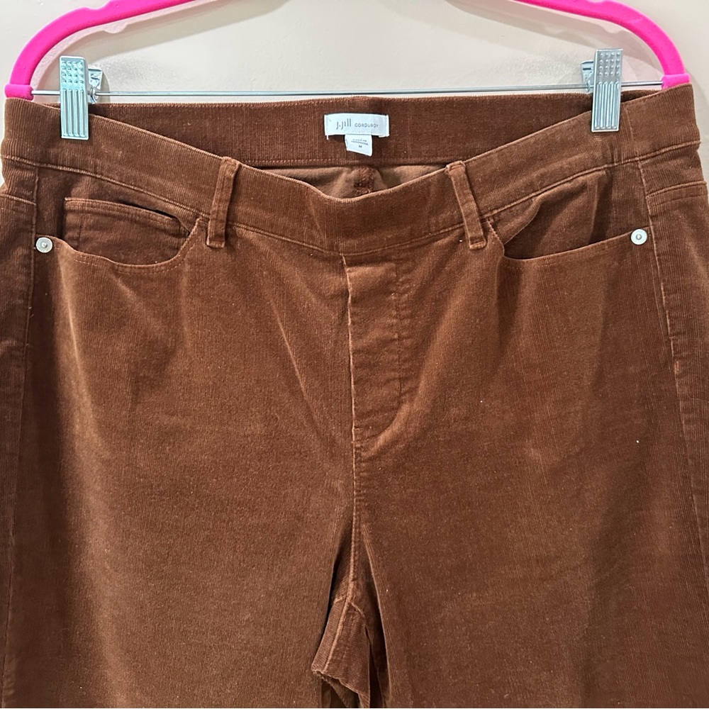 J. Jill Women's M Chocolate Brown Fine Wale Corduroy Pull-On Straight Pants New - Picture 5 of 8
